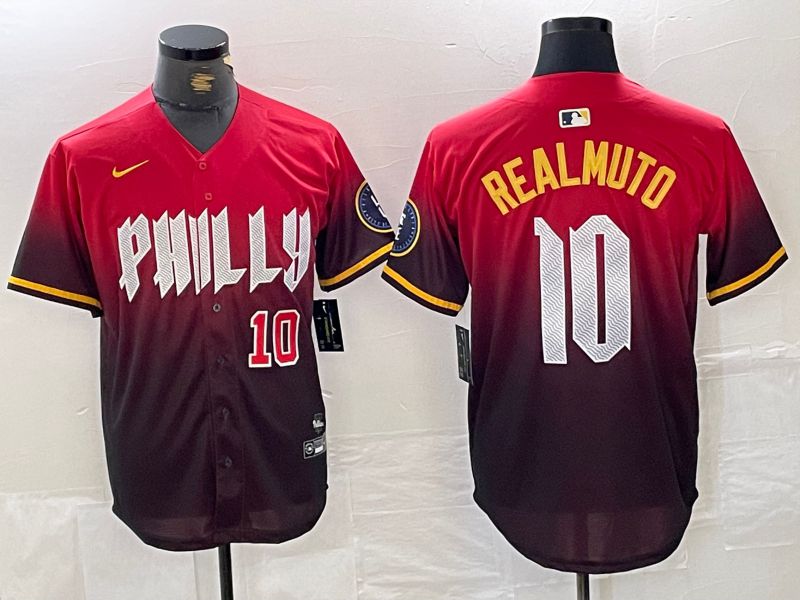 Men Philadelphia Phillies #10 Realmuto Red City Edition Nike 2024 MLB Jersey style 4->->
